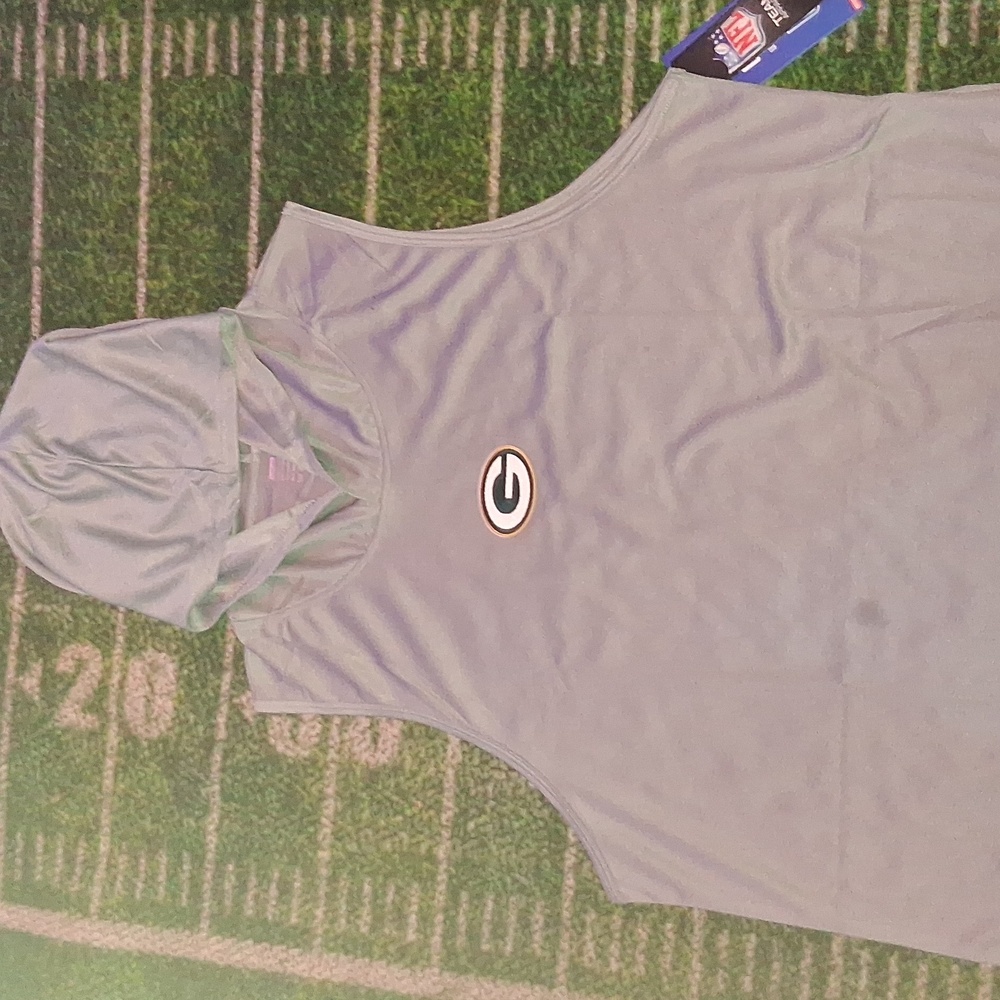 Green Bay Packers Sleeveless Hoodie Tank Top with Embroidered Logo NWT